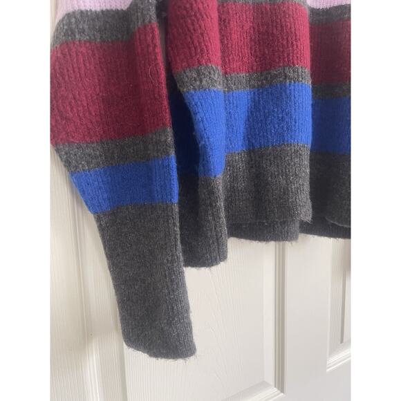 Express Color Block Stripe Mock Neck Sweater | Women Small | Retro 90s Sweater - Picture 3 of 6